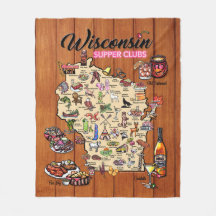 Fleece Throw - Wisconsin Supper Club Map 