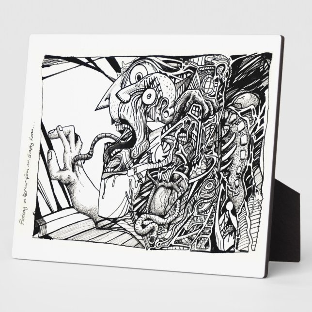 Fleeing in terror from an empty room...   plaque (Side)