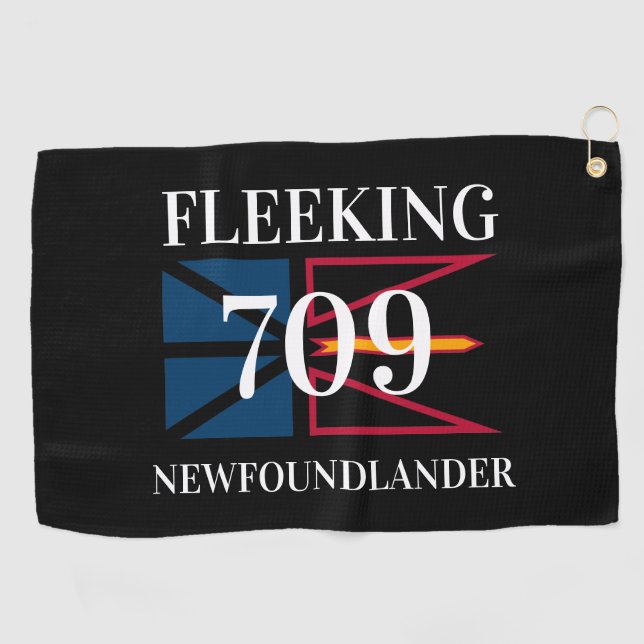 Fleeking Newfoundlander Newfoundland 709 GOLF Towel (Horizontal)