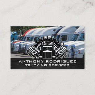 Fleet of Semi Trucks   Transport Logo Business Card