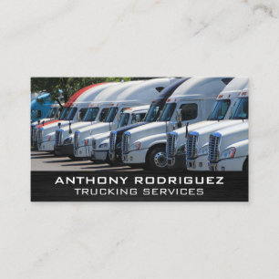 Fleet of Semi Trucks   Transport Services Business Card