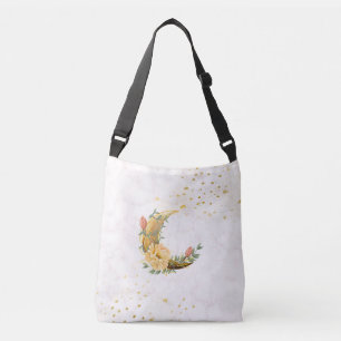 Fleeting Dawn Floral Crescent Moon Crossbody Bag