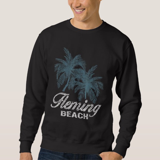 Fleming Beach Oahu Hawaii Two Big Palms Sweatshirt (Front)