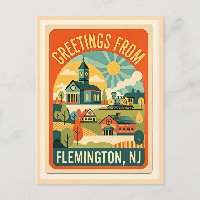 Flemington NJ Hunterdon County Retro Postcard (Front)