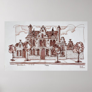 Flemish Architecture Bailleul, France Poster