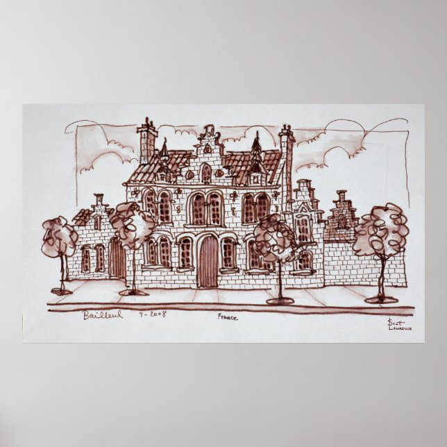 Flemish Architecture | Bailleul, France Poster (Front)