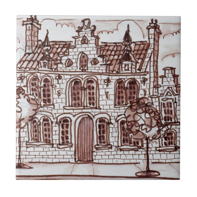 Flemish Architecture | Bailleul, France Tile (Front)