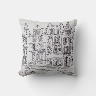 Flemish Architecture waterfront, Ghent, Belgium Cushion