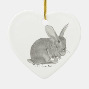 Flemish Giant Rabbit Sketch Ceramic Tree Decoration