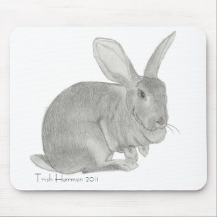 Flemish Giant Rabbit Sketch Mouse Pad