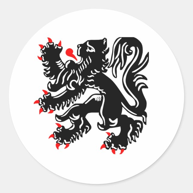 Flemish Lion. Classic Round Sticker (Front)