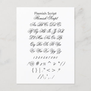 Flemish Script - Zazzle Font Sampler Sheet Postcard