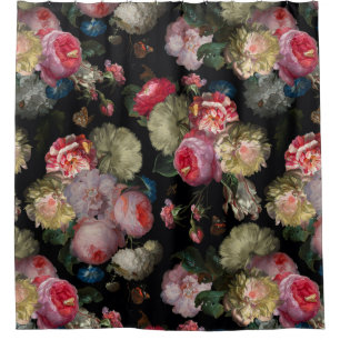 Flemish Vintage Dark Night Romanticism Shower Curtain