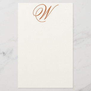 Flemish W Editable Monogram Felt Stationery
