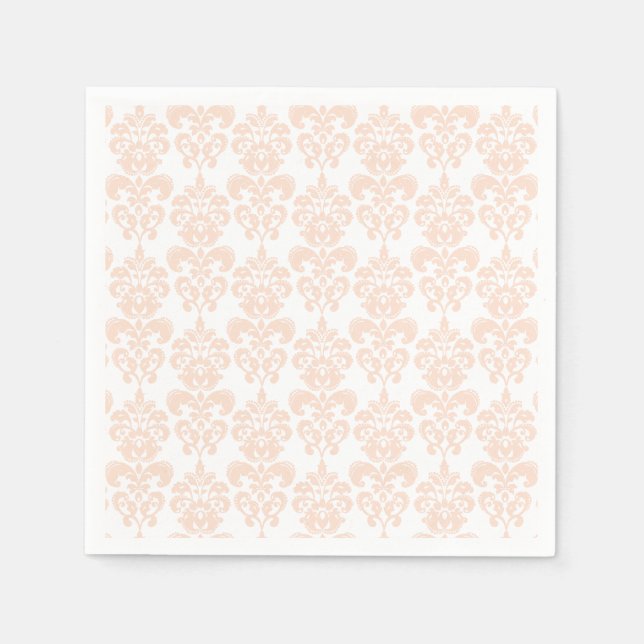 FLESH PINK GIRLY DAMASK PATTERN 2 NAPKIN (Front)