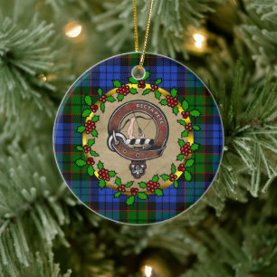 Fletcher Clan Badge & Tartan Personalised Xmas Ceramic Ornament