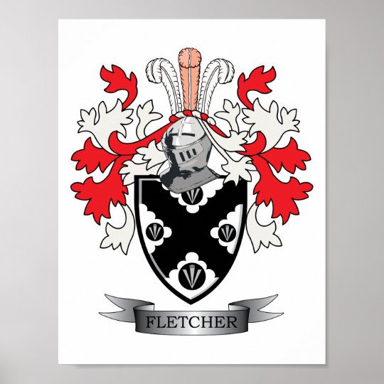 Fletcher Family Crest Coat of Arms Poster