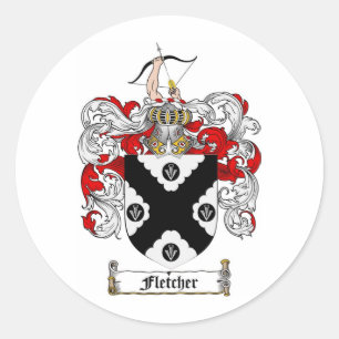 FLETCHER FAMILY CREST -  FLETCHER COAT OF ARMS CLASSIC ROUND STICKER