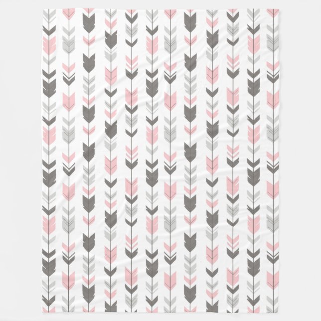 Fletching Arrow Fleece Blanket - pink/grey/white (Front)
