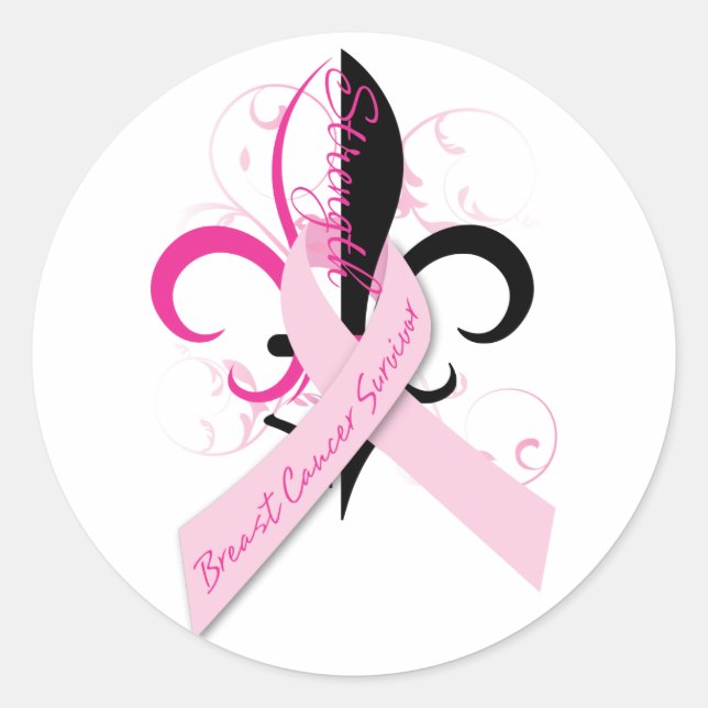 fleur_breastcancer classic round sticker (Front)