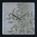 Fleur de Bleu I Square Wall Clock<br><div class="desc">Floral</div>