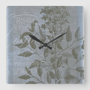 Fleur de Bleu I Square Wall Clock