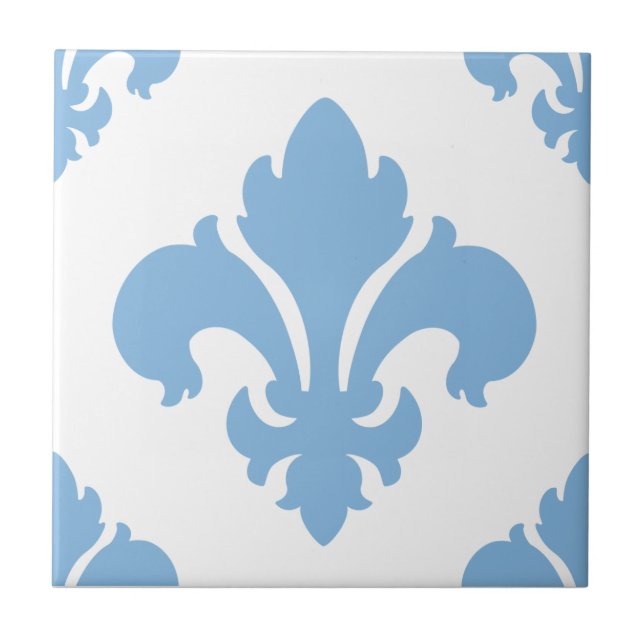 Fleur De Lis 2 Placid Blue Ceramic Tile (Front)