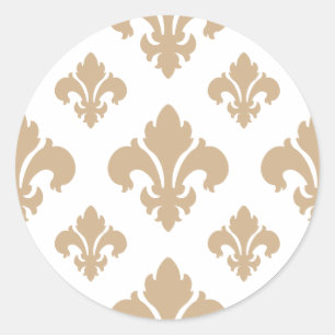Fleur De Lis 2 Sand Classic Round Sticker