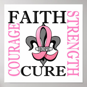 Fleur De Lis 3 Breast Cancer Poster
