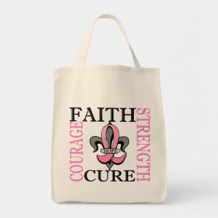 Fleur De Lis 3 Breast Cancer Tote Bag
