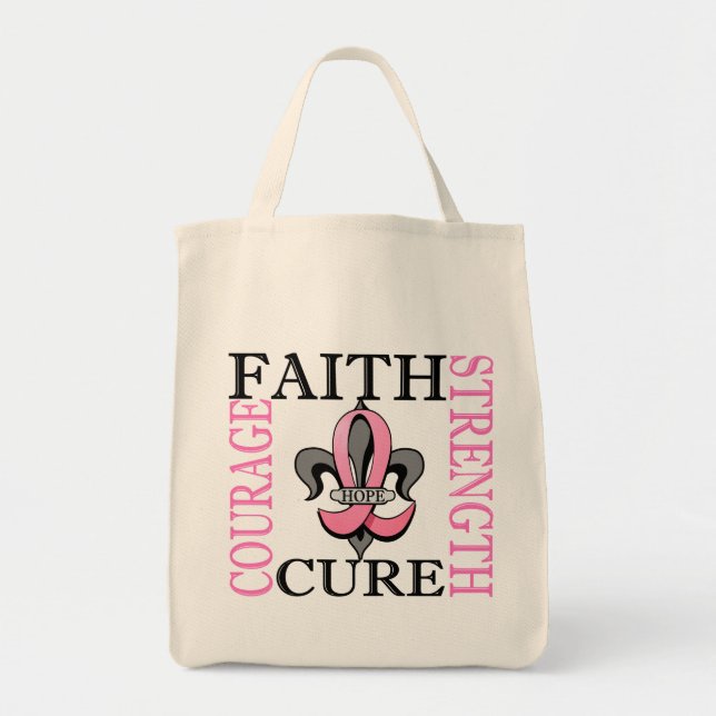 Fleur De Lis 3 Breast Cancer Tote Bag (Front)