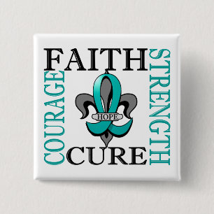 Fleur De Lis 3 Ovarian Cancer 15 Cm Square Badge
