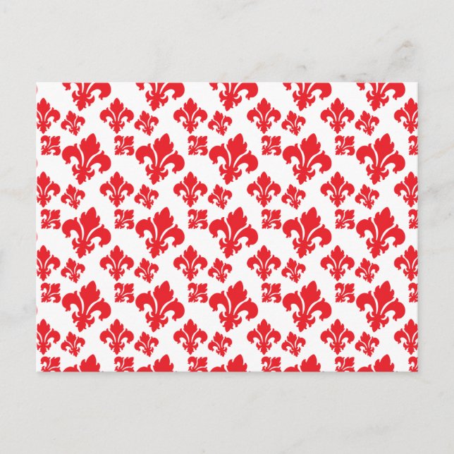 Fleur De Lis 4 Red Postcard (Front)