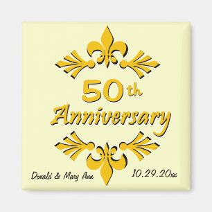 Fleur De Lis 50th Anniversary Party Favours Magnet