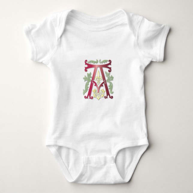 Fleur-de-lis A Monogram Baby Bodysuit (Front)
