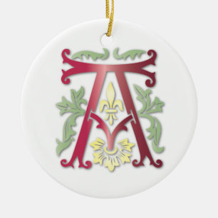 Fleur-de-lis A Monogram Ceramic Ornament