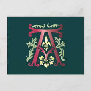 Fleur-de-lis A Monogram Postcard