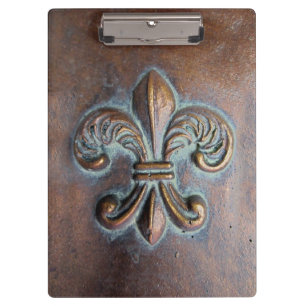 Fleur De Lis, Aged Copper-Look Printed Clipboard