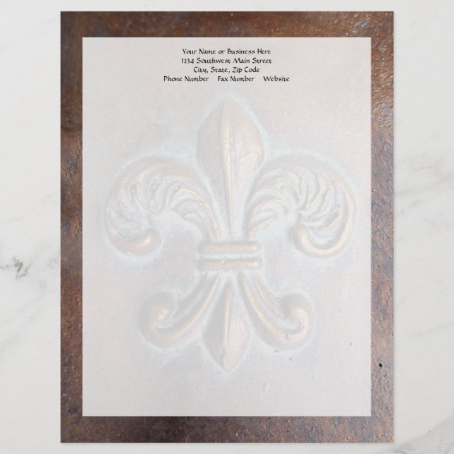 Fleur De Lis, Aged Copper-Look Printed Letterhead Design (Front)