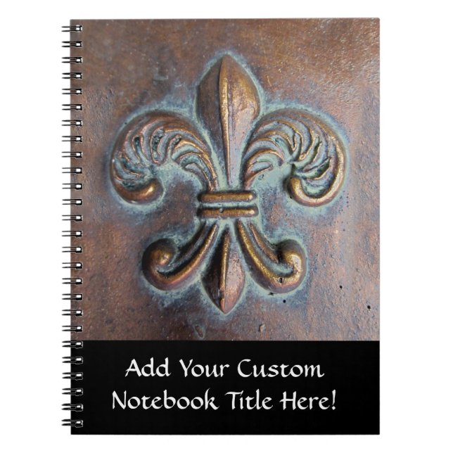 Fleur De Lis, Aged Copper-Look Printed Notebook (Front)