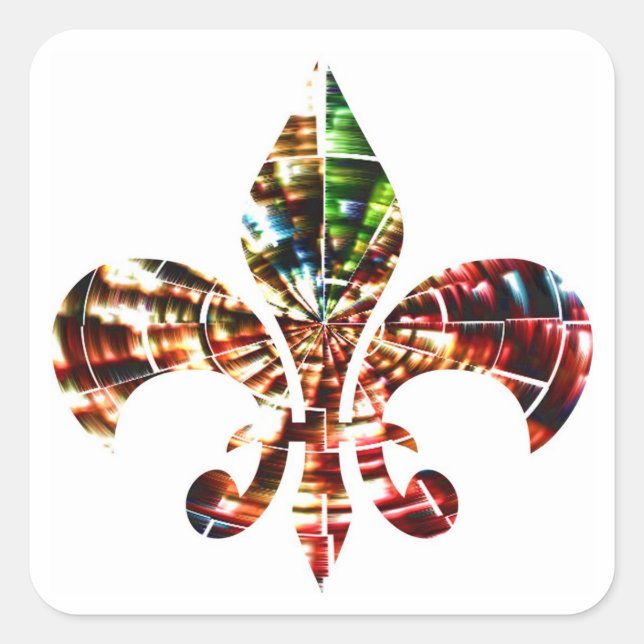 fleur-de-lis : Amazing Red Sparkle Design Square Sticker (Front)