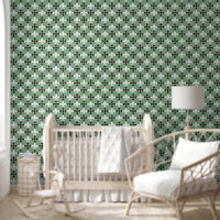Fleur de Lis and Diamond Cross Pattern on Sage