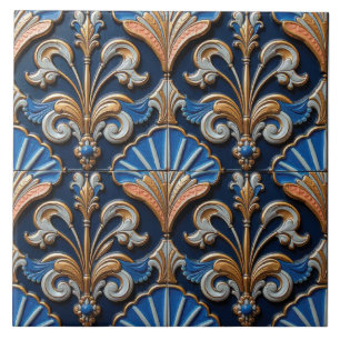 Fleur-de-Lis and Fans Ceramic Tile
