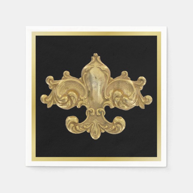 Fleur De Lis Antique Gold Napkin (Front)