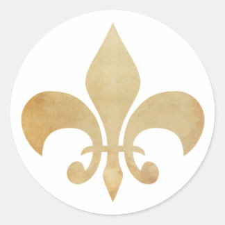 Fleur de Lis Antique Gold Tan Classic Round Sticker