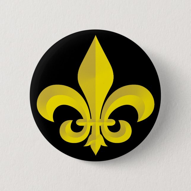 Fleur De Lis Art Gold 6 Cm Round Badge (Front)