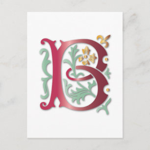 Fleur-de-lis B Monogram Postcard