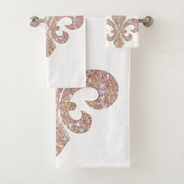 Fleur De Lis  Bathroom Sprakle Bath Towel Set (Insitu)