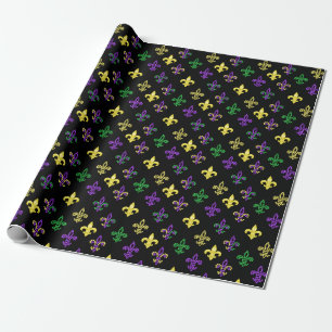 Fleur de Lis Beads - Black Wrapping Paper