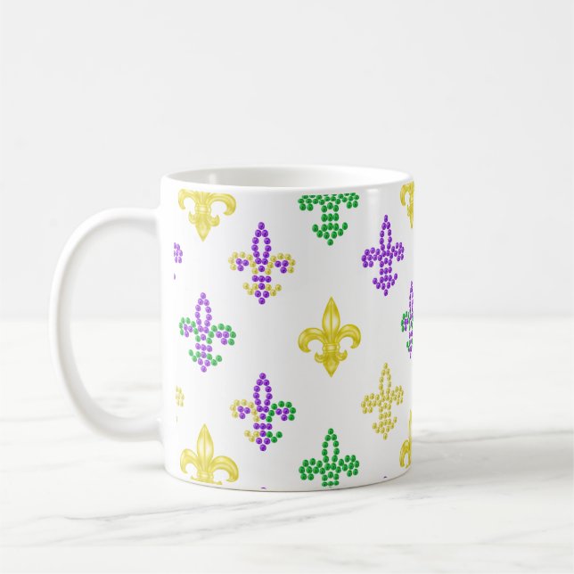 Fleur de Lis Beads - White Coffee Mug (Left)